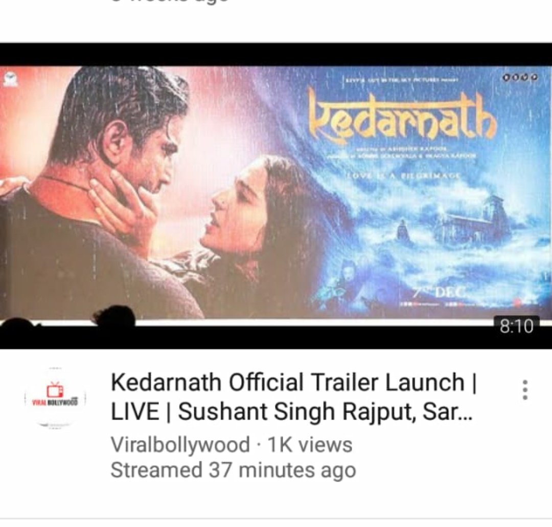 Once I luckily got a chance to watch his live Kedarnath trailer launch..but I mistakenly saw it from another youtube channel on which the video was running parallel to the original youtube video(that's y it has less views) #SushantDay