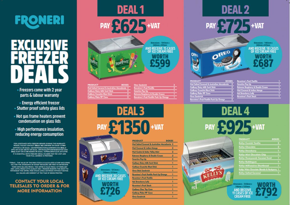 Froneri 2021 special offers - ice cream freezers ⁦<a href="/DonaldsIces/">Donald's Cream Ices</a>⁩ all new energy efficient units to fit you store requirements. Free stock and 2years warranty available now!!  #refrigeration #ice-cream #inverclyde #Scotland #retail