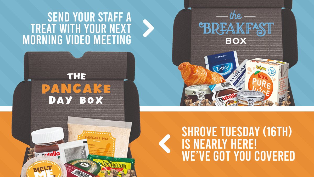 New gift boxes join the range! Whether you want to enjoy a breakfast with you staff over a morning video meeting, or celebrate #ShroveTuesday in style. We have you covered.
Visit: thesweetpeople.com/products/?cate… #giftboxes #breakfastbox #pancakeday