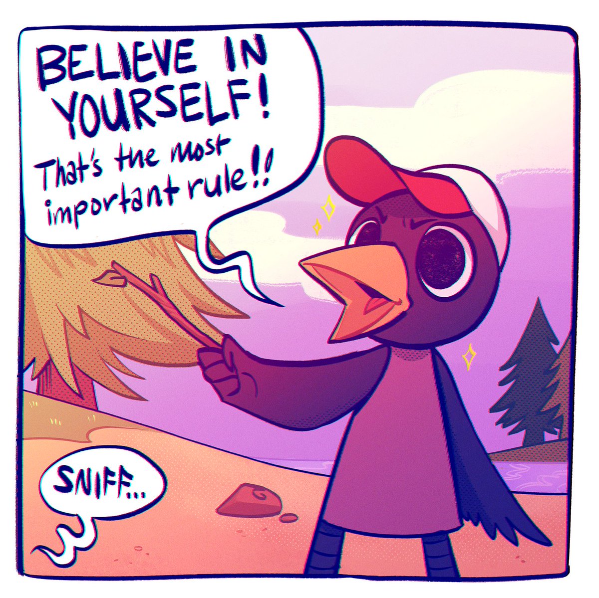 a silly little comic about adorable animals in this wholesome game telling me things I needed to hear when I haven't been so kind to myself lately..
A Short Hike is a good game✨ 