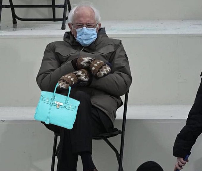 Bernie stole the show yesterday and became viral, but this is my fav #BernieMeme 🤣🤣 #Bernie #birkin #BernieSanders