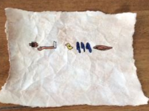 BhaYear3's tweet photo. Ancient Egyptian Hieroglyphics on papyrus paper as part of our online learning in year 3. @BhaYear3 @BHA_TQ https://t.co/kavyWUQ7hr
