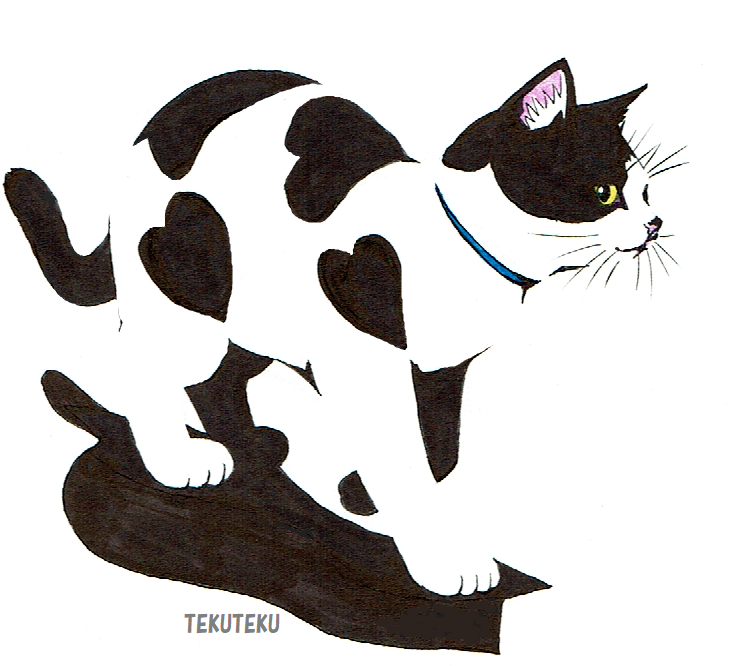 過去絵を反転や回転すると発見がある 白黒猫にゃん 左右反転にゃ Tekutekuのイラスト