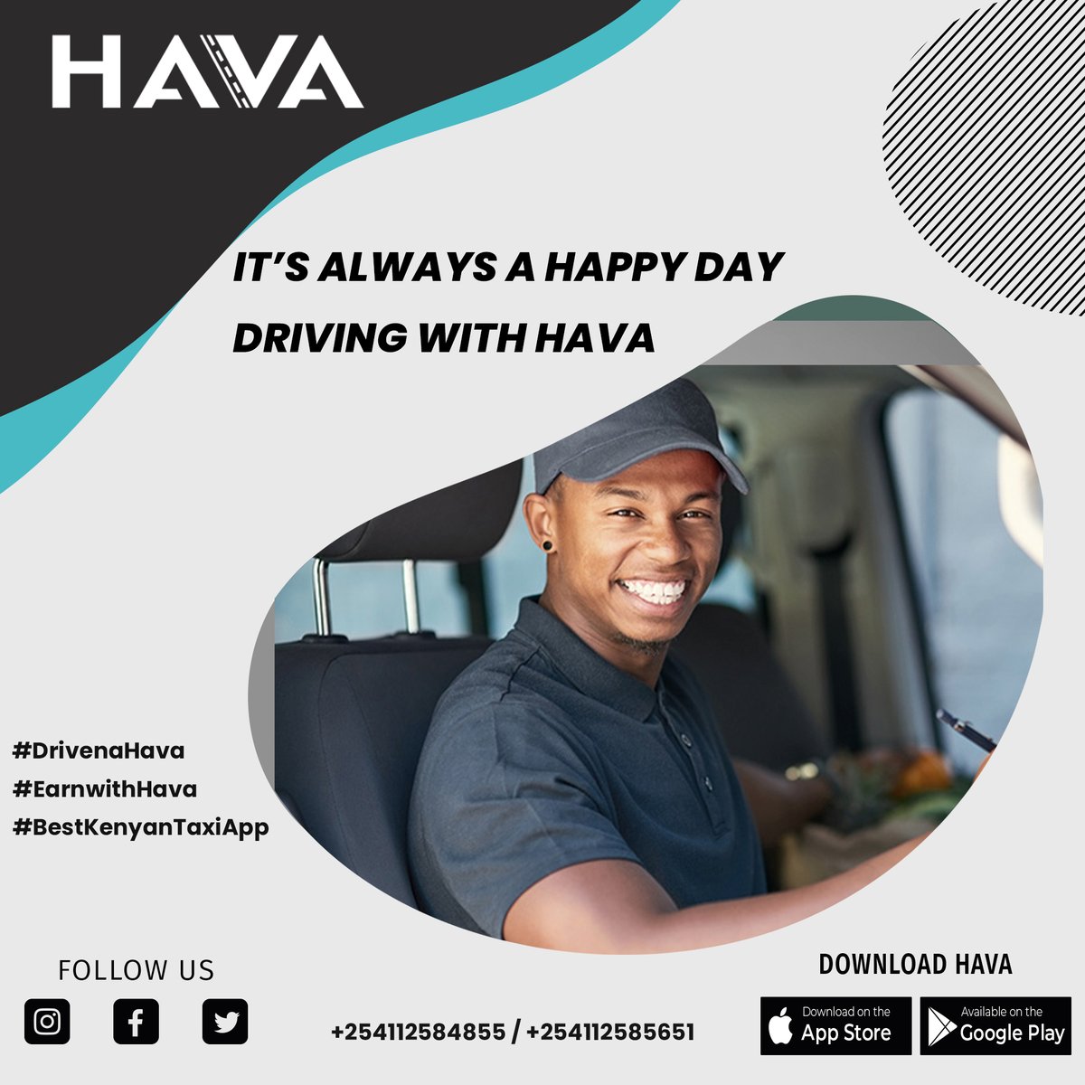 Hava_Cabs's tweet photo. Have you partnered with Hava? Drive with Hava and earn leo, make doh na Hava!
#downloadhava #drivenahava #ridenahavacab #ReferAndEarn #hava #downloadhava #taxiservices #technology #taxiapp #nairobi #mombasa #kisumu https://t.co/GcS8KmhaDJ