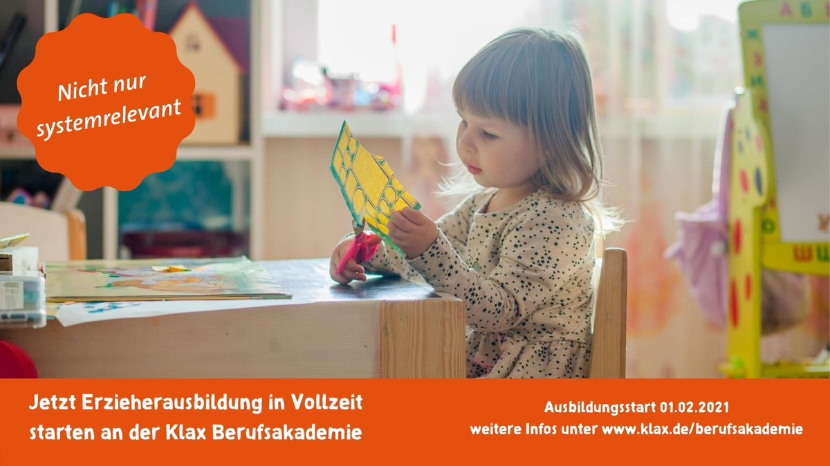 Hast du ab Februar schon etwas vor? Wir bilden Erzieher*innen in Vollzeit aus! 
klax.de/berufsakademie