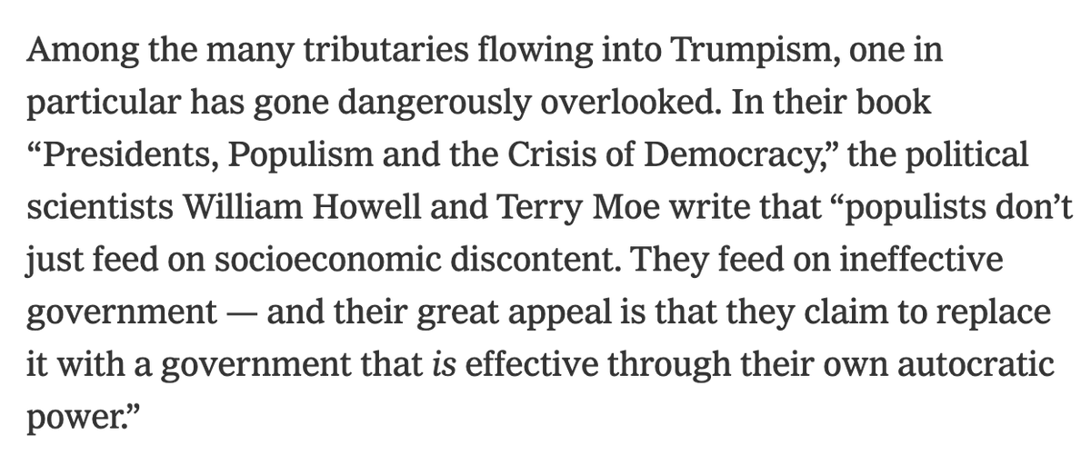 And they need to recognize that frustration with paralyzed government feeds demagogic populists who claim they're the only ones who can make the system work. The party that believes in government needs to make government work, not meekly accept its failures.