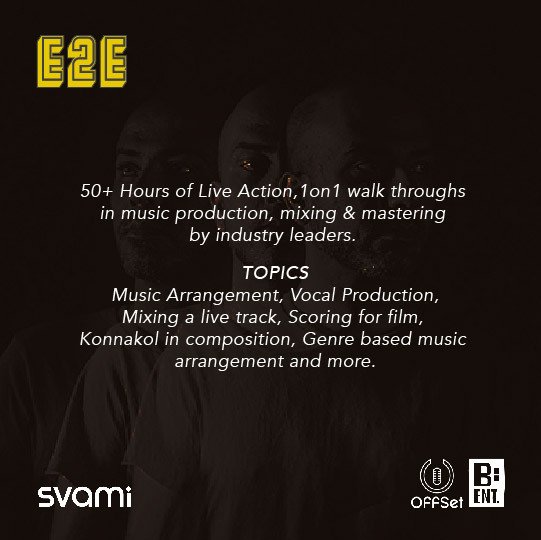 OffSetEd's tweet image. What is E2E Series?
#Whatis #SvamiDrinks #Konnokol #MusicTheory #Education #Masterclasses