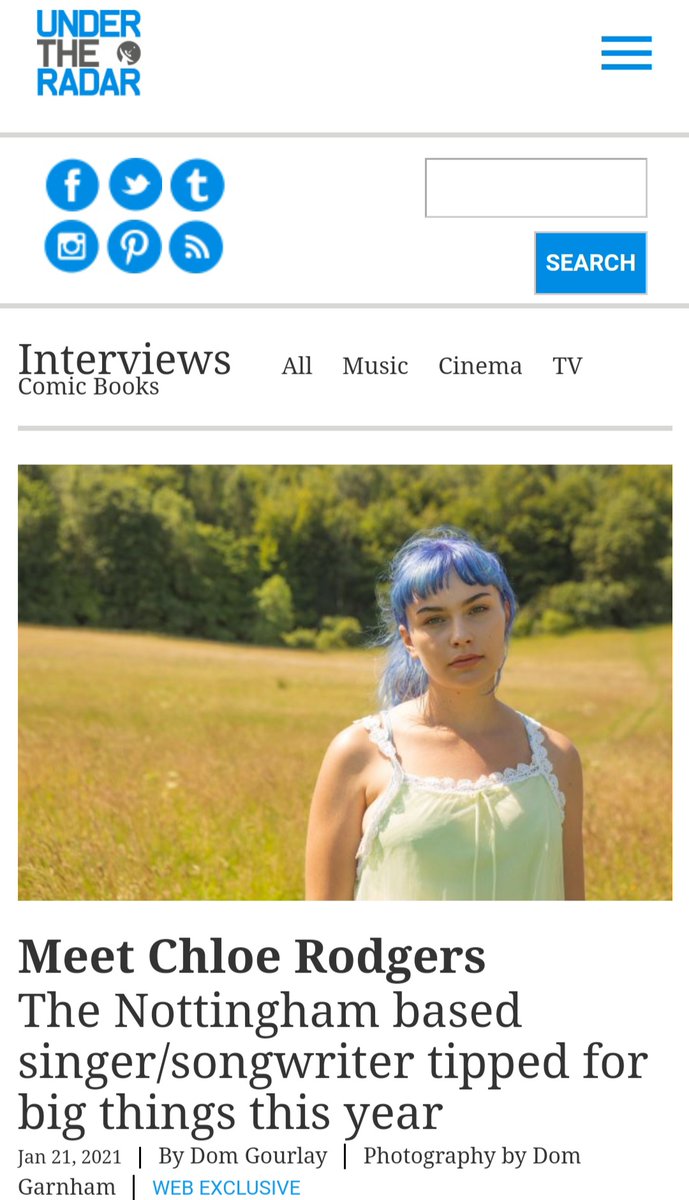 Dom Gourlay (@domlikesrabbits) on Twitter photo Nottingham based singer/songwriter <a href="/chloemaryrodge/">chloe rodgers</a> had a great 2020, releasing 3 critically acclaimed singles.
So it goes without saying the smart money is on this year being an even bigger one.
Words here for <a href="/Under_Radar_Mag/">Under the Radar</a>
undertheradarmag.com/interviews/mee… Nottingham based singer/songwriter <a href="/chloemaryrodge/">chloe rodgers</a> had a great 2020, releasing 3 critically acclaimed singles.
So it goes without saying the smart money is on this year being an even bigger one.
Words here for <a href="/Under_Radar_Mag/">Under the Radar</a>
undertheradarmag.com/interviews/mee…