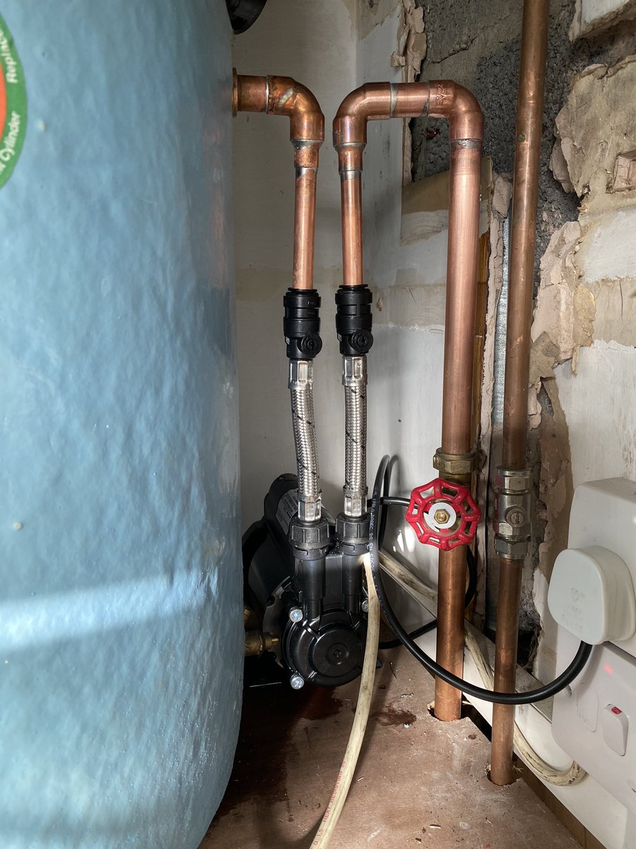 Added pump to hot water to improve water flow, all good now.