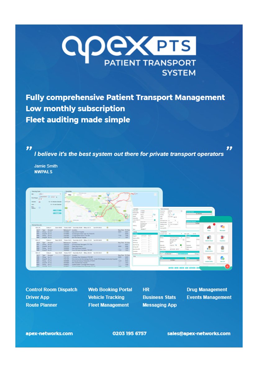 Simplify your CQC inspections
Grow your business
Move your patient transport business to a
digital platform and free up your time to
expand your business.
Contact us for a free online demo today.
#nepts #nonemergencypatientransport
#ptssoftware #privateambulancesoftware
#PTS