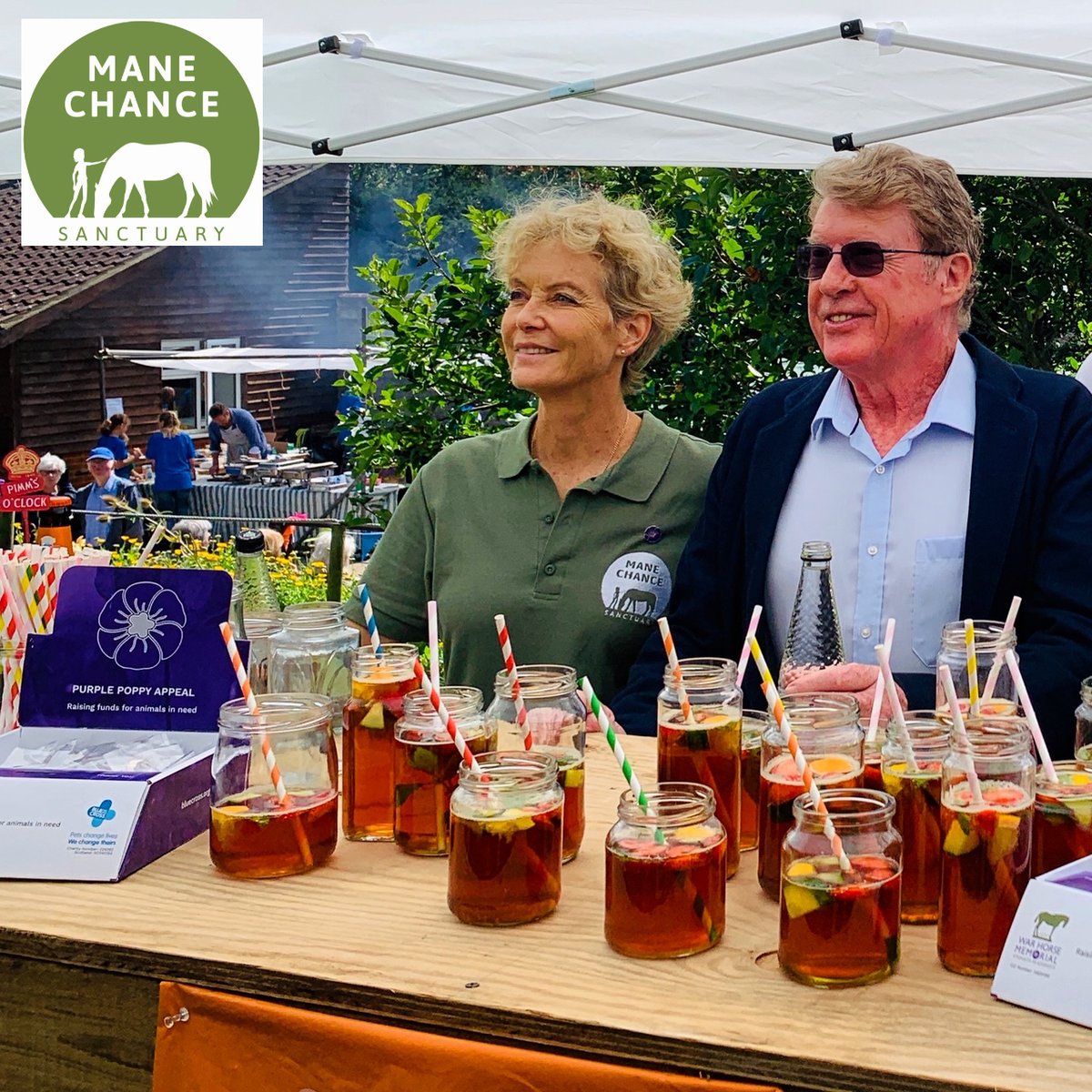 manechance's tweet photo. We decided to take part in #ThrowbackThursday and remember when we could have visitors to our #Sanctuary!
Here's a photo from our #FunDay when our Patron #MichaelCrawford CBE visited! Did you come to our Fun Day in 2019?! #tbthursday #anyoneforpimms #rescuehorses https://t.co/0oDL3XQ31v