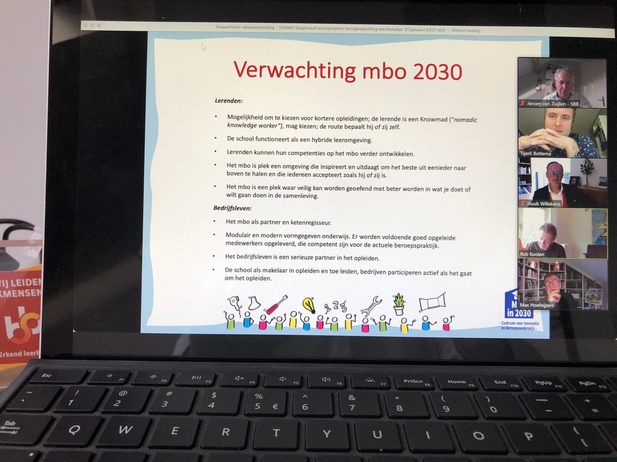 JeroenvZuijlen's tweet photo. Boeiend 2e Werkatelier van @MinOCW  met divers gezelschap van 175 experts die betrokken zijn bij het MBO. Discussie online gaat niet makkelijk, maar alle woorden opgeteld en vermenigvuldigd, krijgen we met elkaar een mooie ‘visie in wording’ voor #MBOin2030 Kom maar op! #MBO2030 https://t.co/98lqI8xeXN