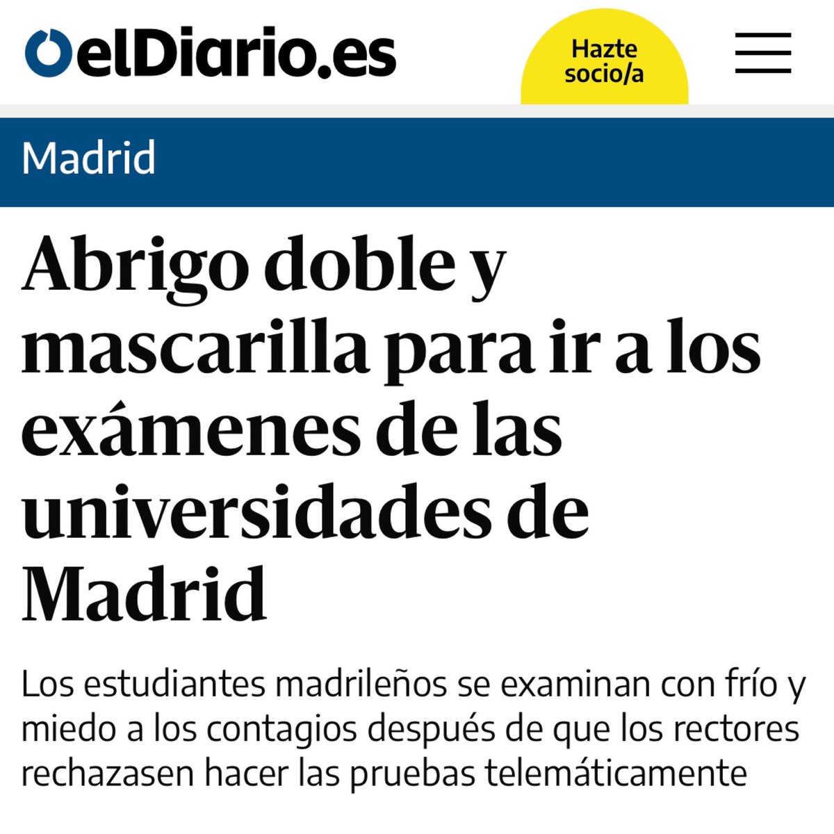 ucmenlucha's tweet photo. Las condiciones en las que los estudiantes están teniendo que realizar los exámenes son una vergüenza. La UCM continúa anteponiendo sus intereses a la salud del alumnado, mantiendo la presencialidad con el riesgo de contagio y de frío que esto supone. #NoOsImportamosUCM https://t.co/S9NluwzPCl