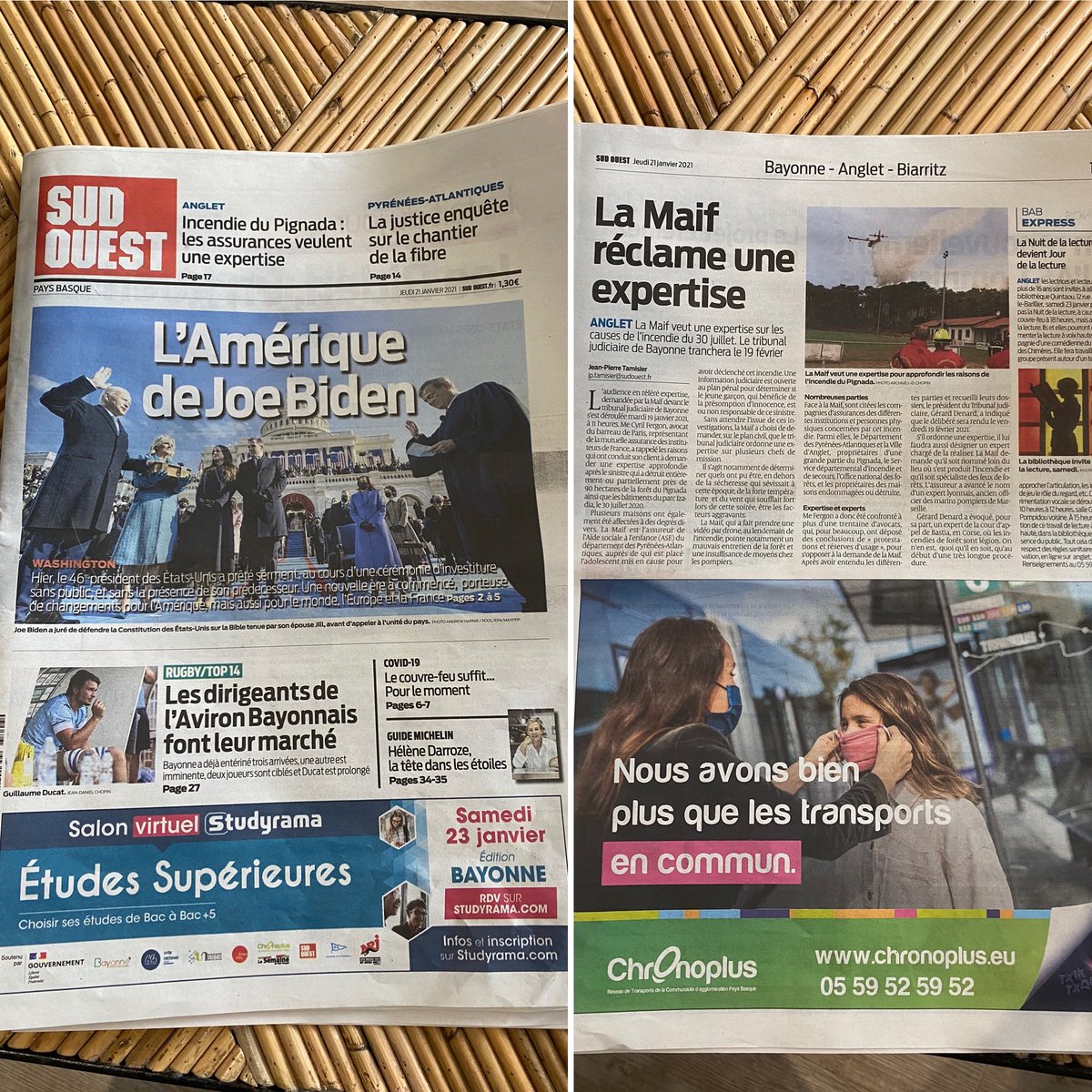 Fière de voir notre dernière campagne pour Keolis/Chronoplus dans l'édition de Sud Ouest certainement la plus optimiste de l'année😉