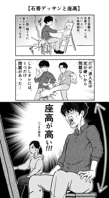 【君と胸鎖乳突筋】

『石膏デッサンと座高』

美術予備校漫画 