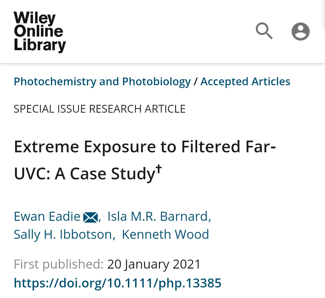 mas44022884's tweet photo. https://t.co/VG1WrtX96k

Extreme Exposure to Filtered Far‐UVC: A Case Study†

Ewan Eadie 
Isla M.R. Barnard 
Sally H. Ibbotson 
Kenneth Wood

First published: 20 January 2021

⬆
先日のブレナー先生に続きイワン先生もですね。
安全性大事ですね。
フィルター付き重要です。

#222nm https://t.co/VpDsYfR3DX