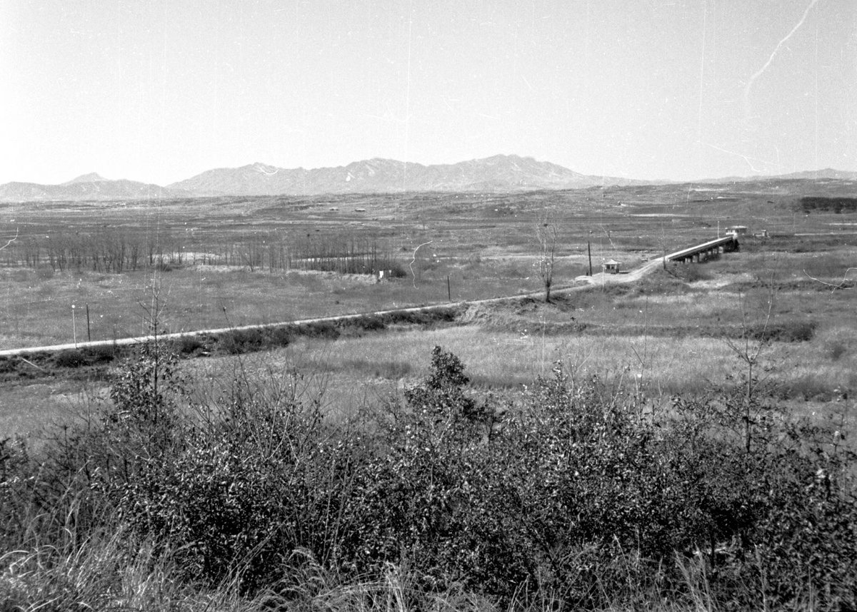 Korean_DMZ_Vets's tweet photo. 1964/65 - Up on the Z - Bridge of No Return - You can see the poplar tree there that lead up to the 1976 Axe Murders. Photo courtesy of Jerry Kennedy. #upontheZ #koreandmzvets #korea #rok #dmz #1960s #bridgeofnoreturn https://t.co/kDUsLoL1Cz