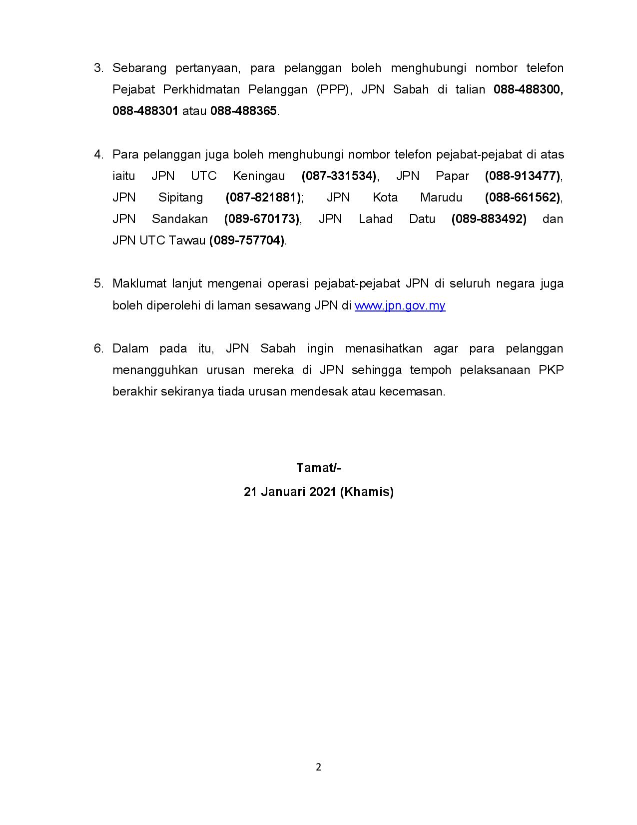 Jabatan Penerangan Sabah בטוויטר Kenyataan Media Tuan Khairrul Aminus Bin Kamaruddin Pengarah Pendaftaran Negara Negeri Sabah 21 Januari 2021 Japensabah Https T Co Fymivytccs