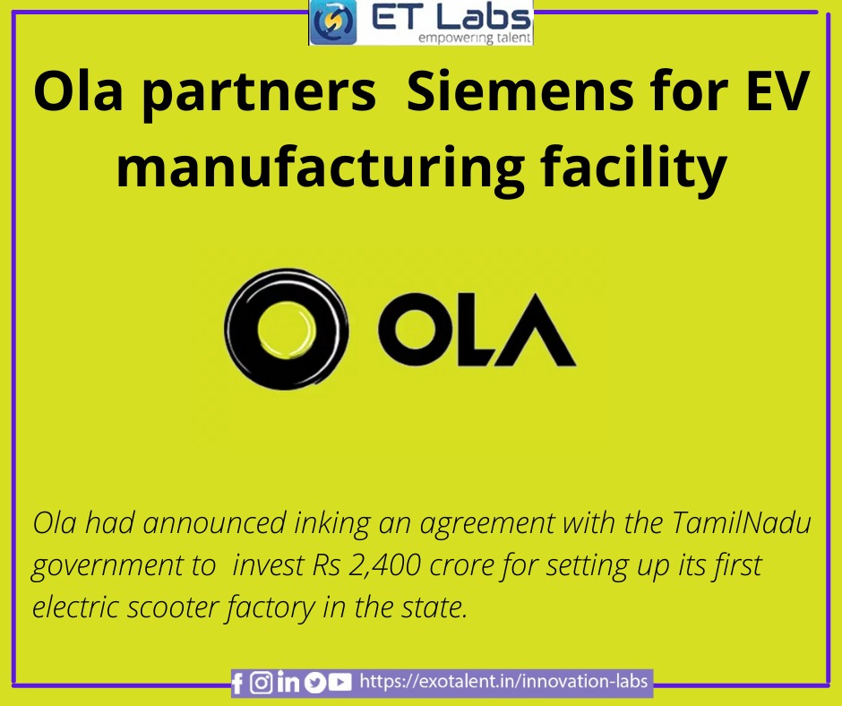 labs_et's tweet photo. #Ola partners with Siemens for Rs 2,400 crore EV manufacturing facility
#EtLabs #Trending #AI #innovation #Technology #EVs #ECCourses #CareerCoaching #ElectricCarsAreTheFuture
Connect us at: https://t.co/2h7pKULSvT https://t.co/pE4M6O9RGt