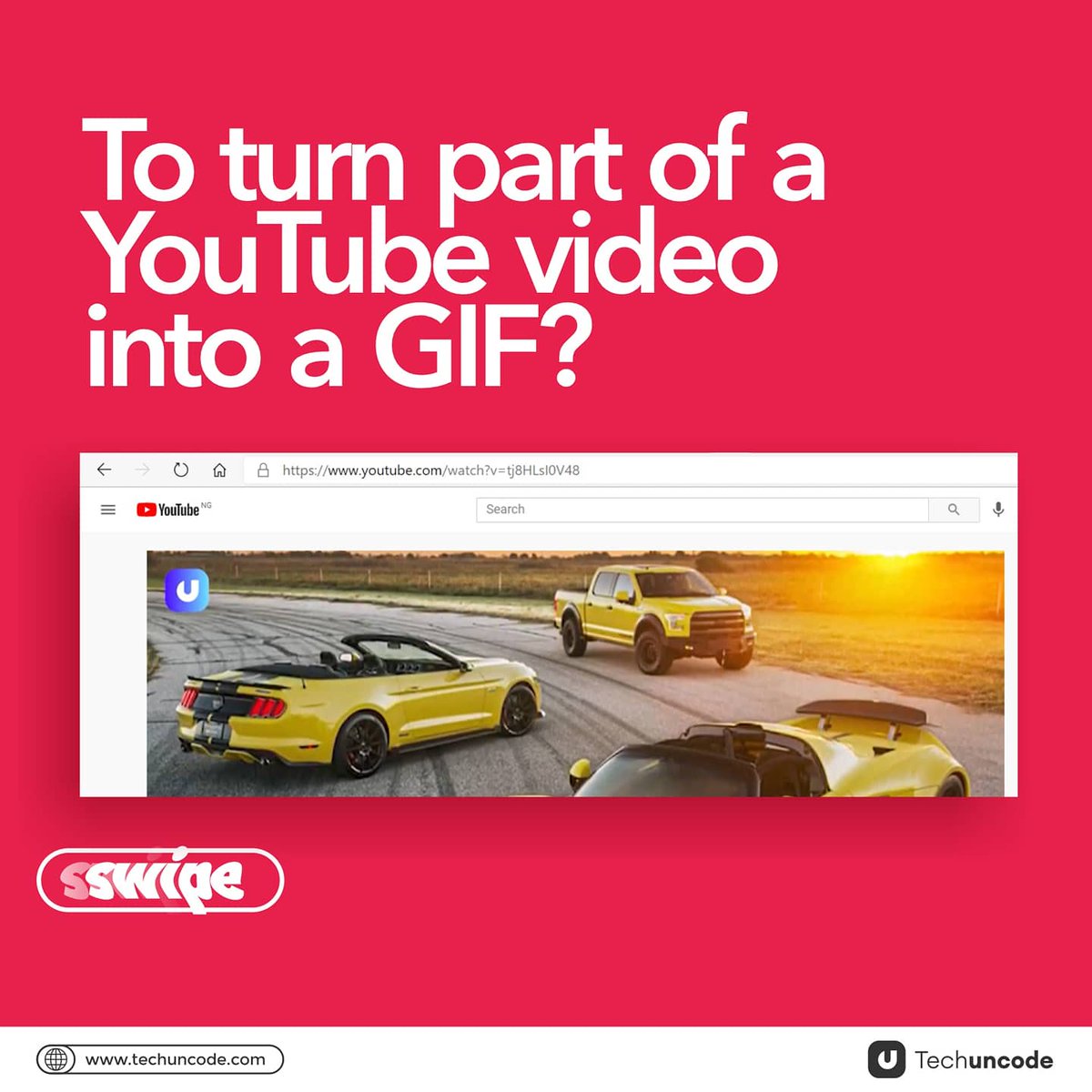 techuncode's tweet photo. Coming up with funny GIFs along your chats helps to communicate better and add some comic relief.
We have seen many go viral, want to create your GIF off a video?
Here's How To Turn A YouTube Videos Into a GIF.
#HowTo #YouTube #GIF #Meme #VideoToGIF #TechHacks #Techuncode https://t.co/wGQvuCnijH