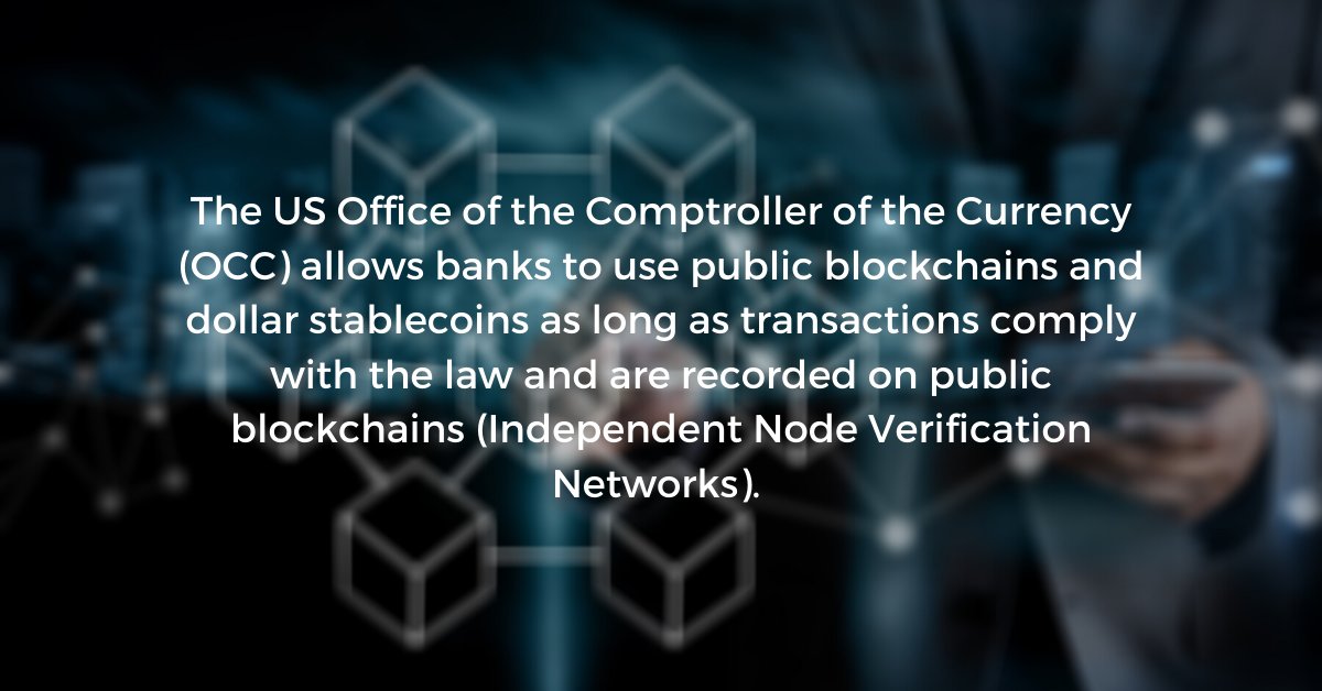 LEXcellenceCH's tweet photo. US Treasury allows banks to use public blockchains and dollar stablecoins to facilitate payments as long as transactions comply with the law and are recorded on an INVN. https://t.co/UfkqyFxRwe
#LEXcellence #bebold #stablecoins #blockchains #USTreasury #banks https://t.co/7yYs60HNKq
