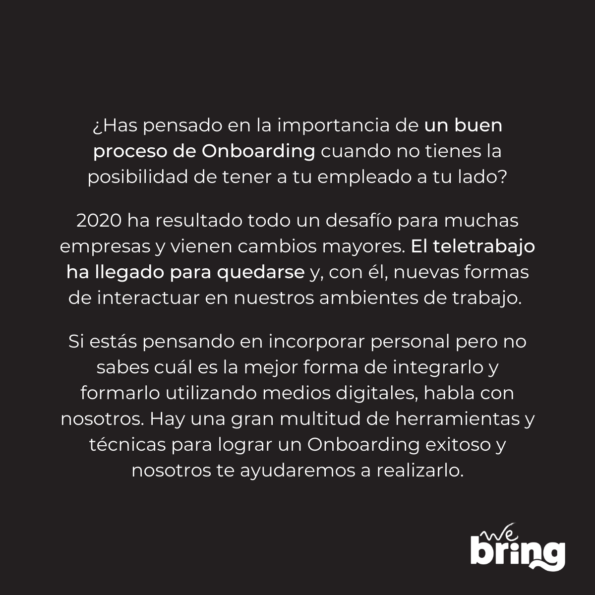 webringconsult's tweet photo. 💡¿Has pensado en la importancia de un buen proceso de Onboarding cuando no tienes a tu empleado al lado?

Si estás pensando en incorporar personal pero no sabes cuál es la mejor forma de integrarlo y formarlo utilizando medios digitales, contáctanos👇

https://t.co/uxQj24kl6d https://t.co/VlnP0seClr