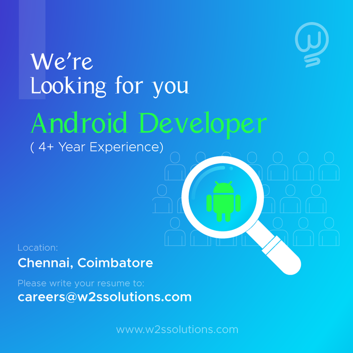 w2ssolutions's tweet photo. #W2SSolutions is hiring for #AndroidDeveloper
Industry: IT-Software / Software Services
Experience: 4+ Years
Location: Chennai, Coimbatore
Share your resume with - careers@w2ssolutions.com
For more details visit - https://t.co/QuNZ9PfnKm.
#AndroidDeveloperJobs #ITJobs https://t.co/wsfEGlEAGU