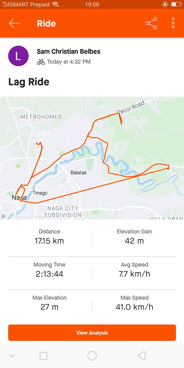 Centro>>Del Rosario>>Obiedo>>San Felipe>>Centro tapos 17.15 km lang nadetect ng Strava App 😕