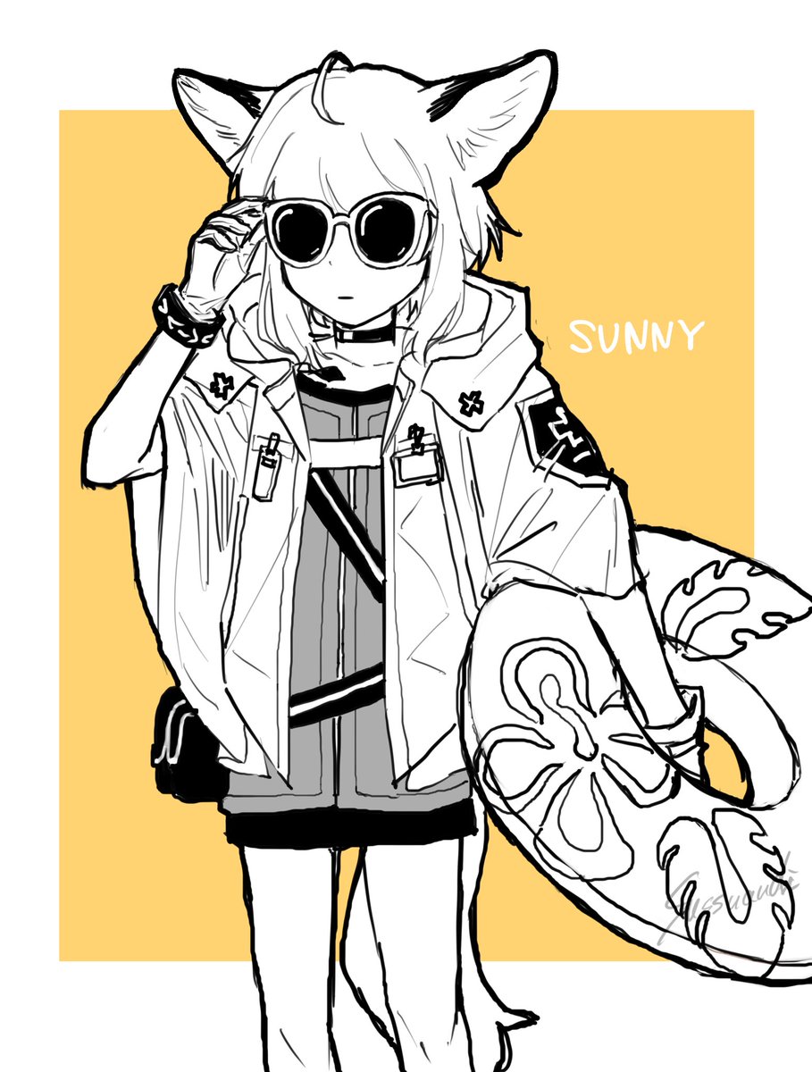 sussurro (arknights) 1girl solo innertube animal ears fox ears sunglasses ahoge  illustration images
