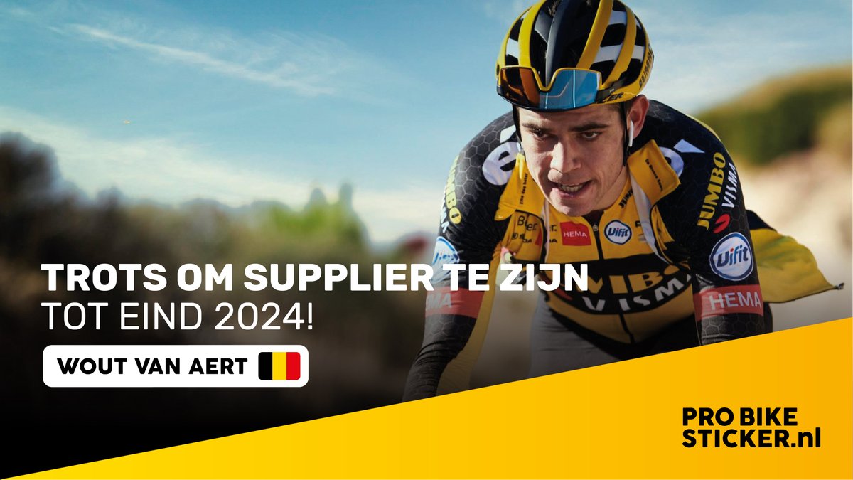 Vandaag heeft Jumbo-Visma aangekondigd dat Wout van Aert tot eind 2024 verbonden blijft aan het team! Dat betekent dat wij nog een paar jaar de naamstickers voor hem mogen leveren; trots!

Wil jij ook deze naamstickers voor jouw fiets? Ga dan naar probikesticker.nl.