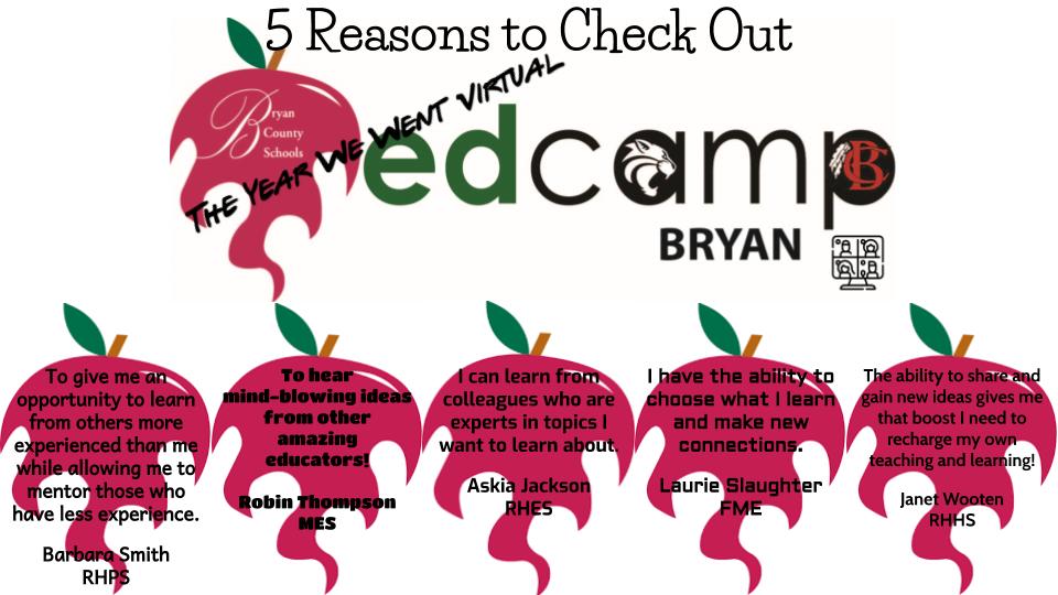 Why do you EdCamp? There is still time to register! bit.ly/ECBregist Have an idea to share or something your want to learn about? Post your idea on the padlet. bit.ly/ecpdt  #EdCampBryan2021 #EdCamp