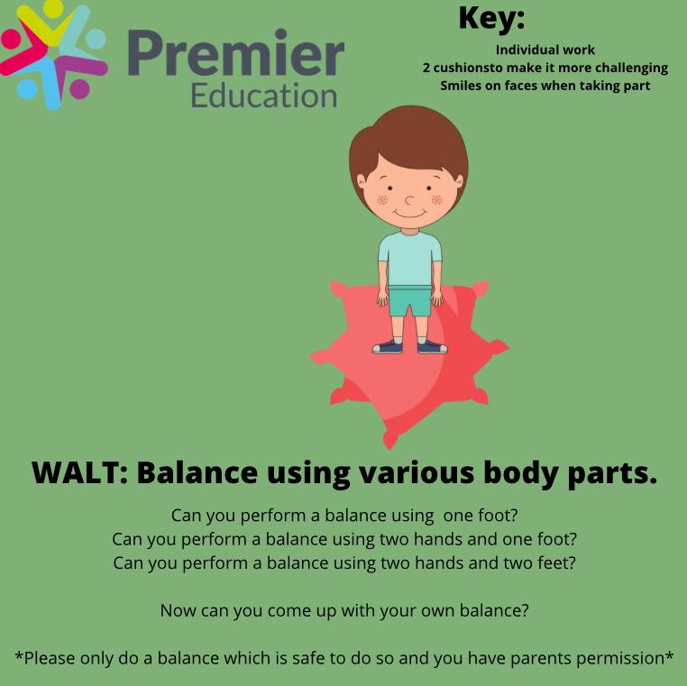 PremSport_Manch's tweet photo. Today is Topic Thursday! Our topic today is all about Balancing! Please only do a balance if it’s safe to do so and you have your parents permission! #Peathome #PhysicalEducation #RemoteLearning #HomeSchool #Sport #Activitiesforkids #Exercisesforkids #Healthandwellbeing #Balance https://t.co/WTsCPjYLr8
