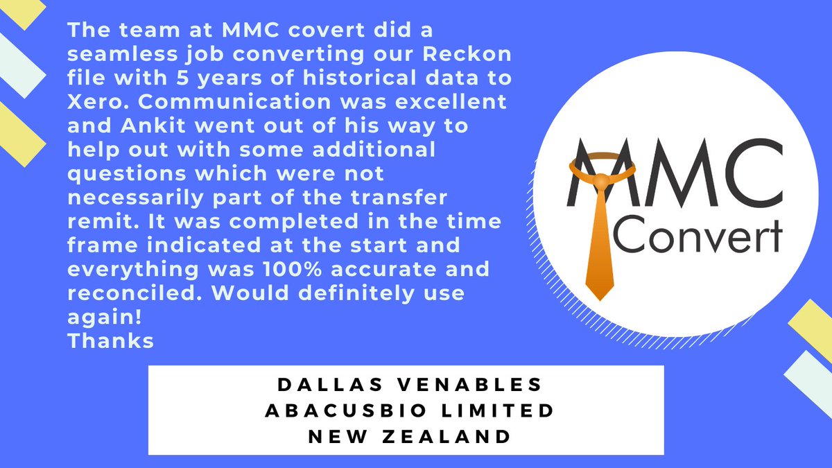 mmcconvert's tweet image. Thank you, Dallas for sharing your experience and writing about our conversion service from Reckon to Xero on Trustpilot. Once again thank you. 

#xero #xeroconversion #trustpilotreviews #mmcconvert