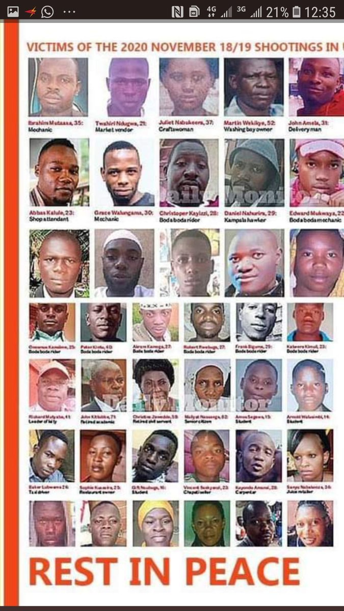 @eastonendyabasa @Sasha_humble @ssebunyashaf2 @HilarysTake @AlbertKJ3 @SimonSebadduka @khoi_sharon Some Innocent Ugandans who have been Brutally Murdered recently by UG State House Agents for partispating in 2021 Presidential&Parliamentary elections of the