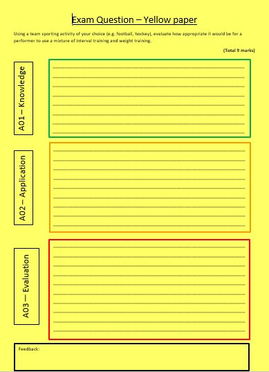 misskenworthyPE's tweet photo. A resource made for a 9-mark AQA GCSE PE question on Types of Training. Differentiated for those of high ability, medium ability, followed by the lower ability. Helping my students understand AO1/2/3 has improved greatly since differentiating questions! #peresource #aqagcsepe https://t.co/NByi8YnrNK