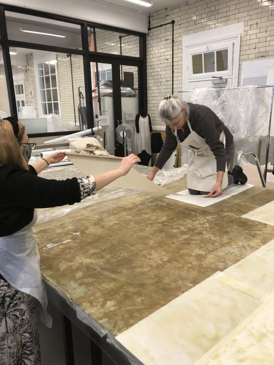 To 4 huge panels of Chinese wallpaper (approx 2.5m x 4m) - we had no problem social distancing when relining the backs of these!