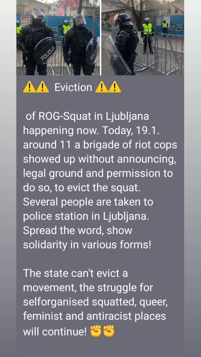 JuliaNietzsche's tweet photo. Mein Herz bricht. Rog ist ein autonomer, queerer, antifaschistischer Ort in Ljubljana & wurde übelst brutal geräumt. 💔#solidaritywithrog #defendrog https://t.co/oXHgIpCiJy