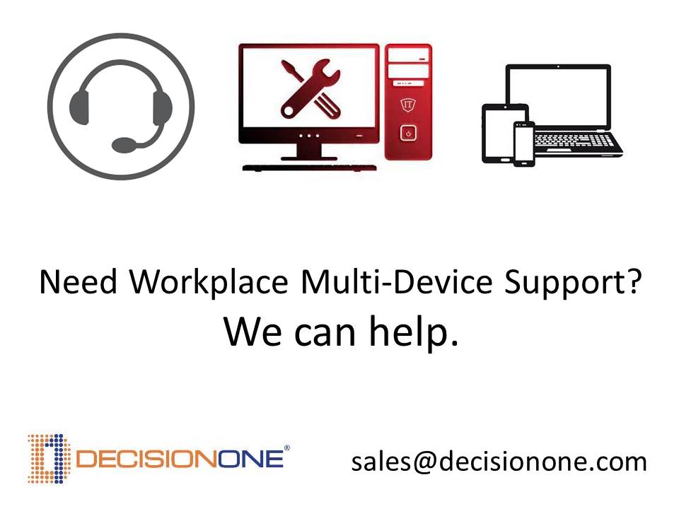 From desktop and tablets to POS, kiosk, printers, scanner and mobile - we can keep your multi-vendor/multi-device environment running and refreshed. Get more: sales@decisionone.com 800-767-2876 lnkd.in/dwBNMiK