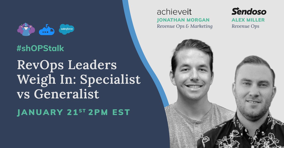 see_sonar's tweet photo. Should your RevOps leader be a generalist or a specialist? That’s the topic of today’s ShOPS Talk with @AlexMill89 from @sendosohq and @jmorgan315 from @GoAchieveIt! We start at 2pm – save your spot here: https://t.co/Kk9HzXLeX1

#shOPStalk #seesonar https://t.co/r4qPFYq4l0
