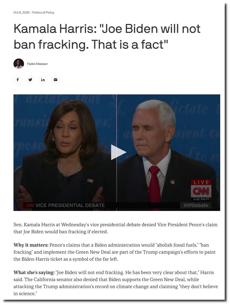 It took less than one day for the criminals @JoeBiden and @KamalaHarris to reveal their true character.
“Joe Biden will not ban fracking. That is a fact”
- Kamala Harris October 8, 2020
https://t.co/sIrdZ9dT8d https://t.co/E9usriKYwF
