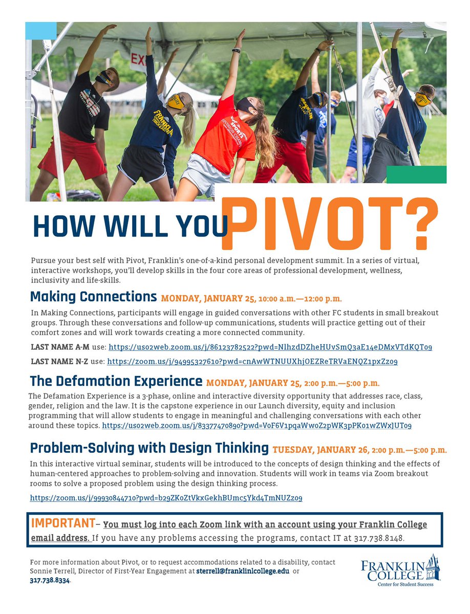 LaunchFranklin's tweet photo. It’s time to Pivot! Check out the 2021 Pivot schedule for important information about next week. Make sure to check your email as well for additional details. #FCPivot #FCLaunch https://t.co/jCcJpS0Zvq