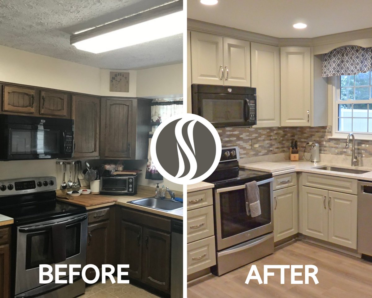 SolsticeK_B's tweet image. From floor to ceiling, this #HanoverMD #kitchendesign underwent a complete transformation.  With fresh lighting, cabinetry, flooring, and more, this before and after shows how a fresh design can transform your kitchen. Talk to our team today! #beforeandafterdesign