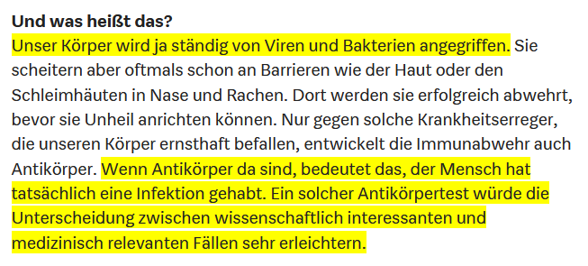 20/ He further clarified that “‘our body is constantly being attacked by viruses and bacteria and that they are usually fending off in the mucous membrane, e.g. nose, throat. The immune defence only creates antibodies against pathogens that really affect our body.”