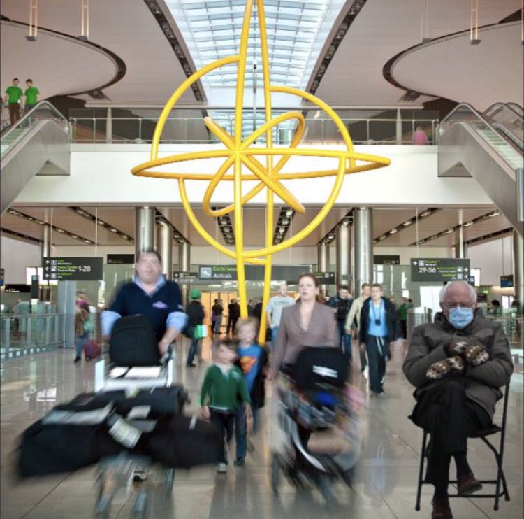 DublinAirport's tweet photo. Sure you’d have to. #berniesmittens   #BernieSanders https://t.co/8Bl0MQLjhI