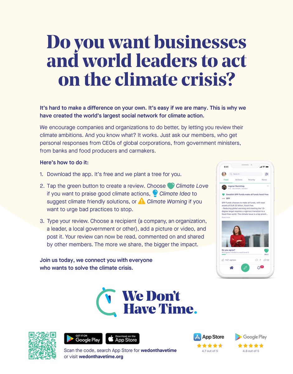 It’s hard to make a difference on your own. It’s easy if we are many. This is why we have created the world’s largest social network for climate action. Join us for free @ WeDontHaveTime.org

#ClimateAction #WeDontHaveTime