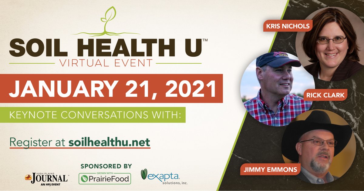 HighPlainsJrnl's tweet image. We're kicking off #soilhealthu2021 now! If you aren't able to attend today's live event you can still register for $25 and receive the event recordings. Visit soilhealthu.net for more information. @FarmGreen13 @glomalin @jimmy_emmons @Exapta @WardLabs @GreenCoverSeed