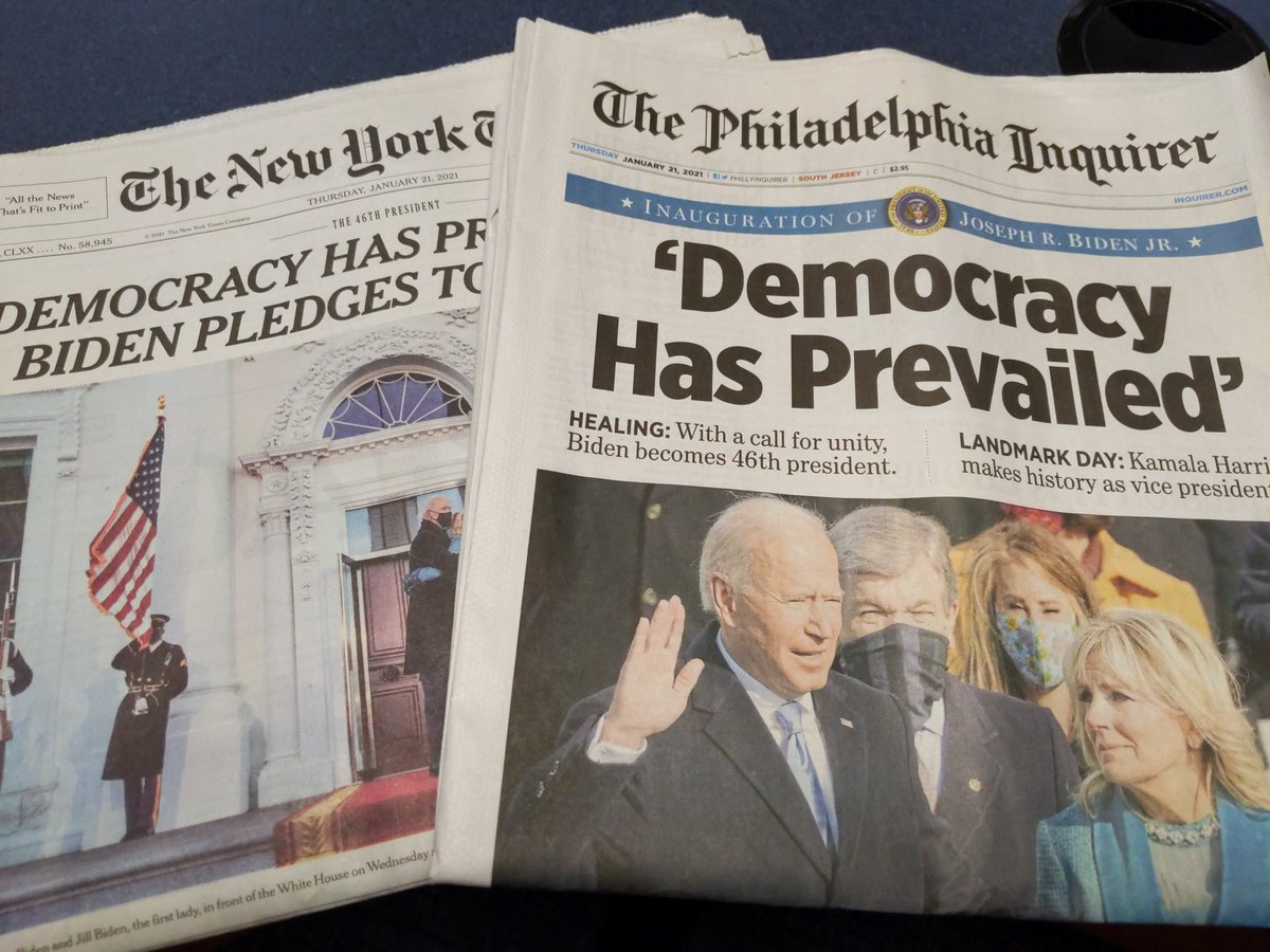 The inauguration might be all over your feed, but there's just something special about news you can hold in your hands. 📰🗞️📰
Stop by the library today to read all about it in our daily newspapers!