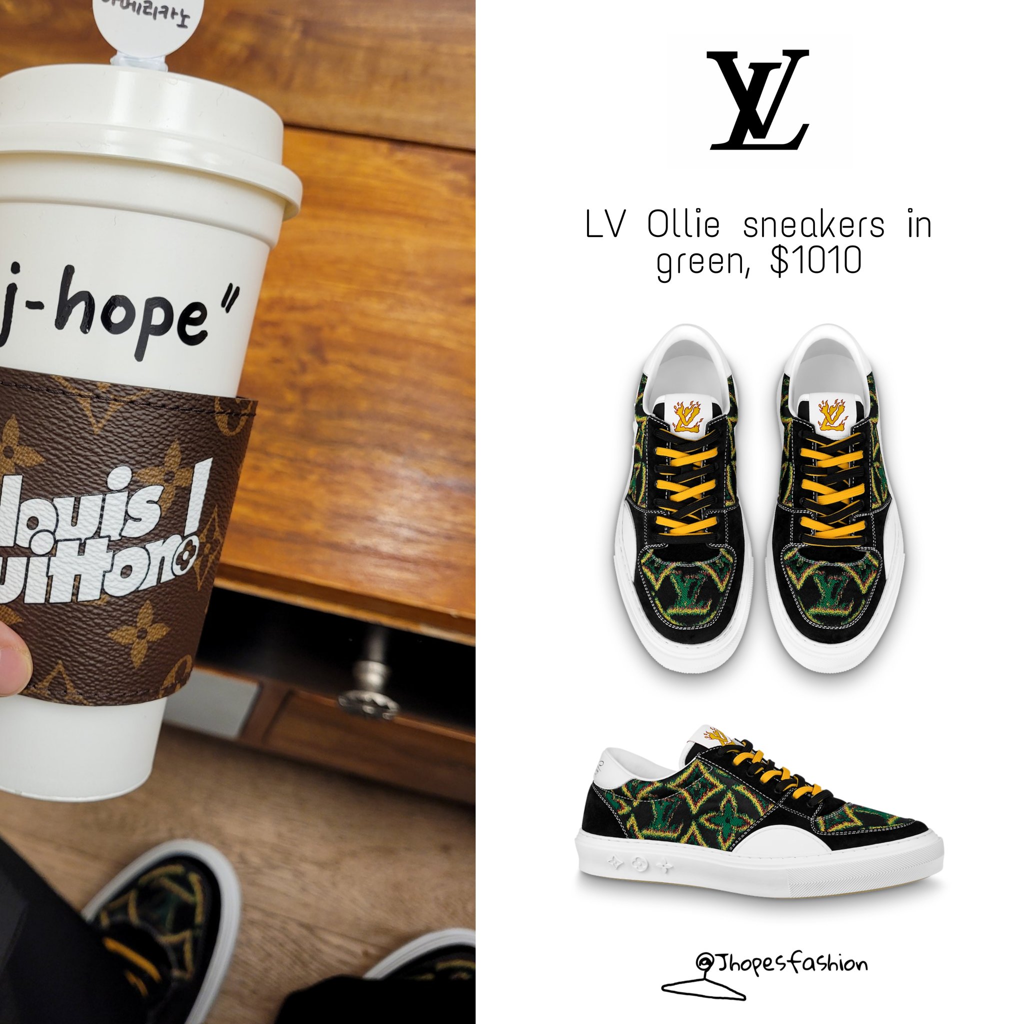 j-hope's closet (rest) on X: Hoseok's Louis Vuitton sneakers 210121 -  Weverse post #Jhope #제이홉 #Jhopefashion #BTS  / X