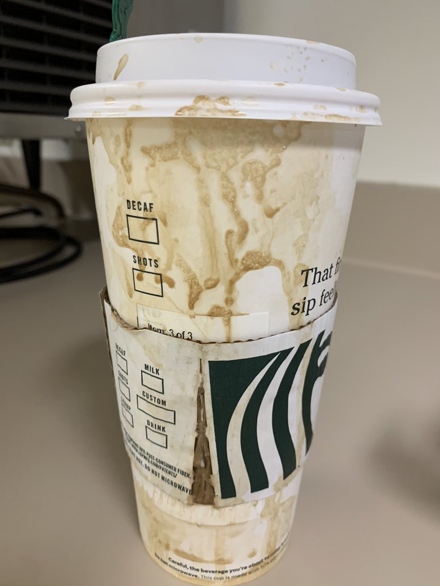 Amy_C3311's tweet photo. Well when this is how your first of three 13’s start....is it a foreshadowing  of what’s to come or the worst it’ll get? 🙃 #starbucks #rnlife #coffeeislife #ughhhhhhh https://t.co/m5VWDQvfOD
