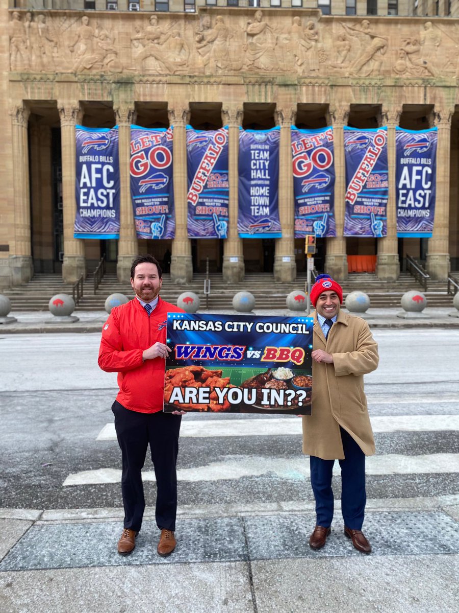 Where else would you rather be?! 

@CMChrisScanlon and I are putting the game on the line vs the City Council of @KCMO. Winning City will enjoy lunch provided by the other Council!  Let’s Go Buffalo!